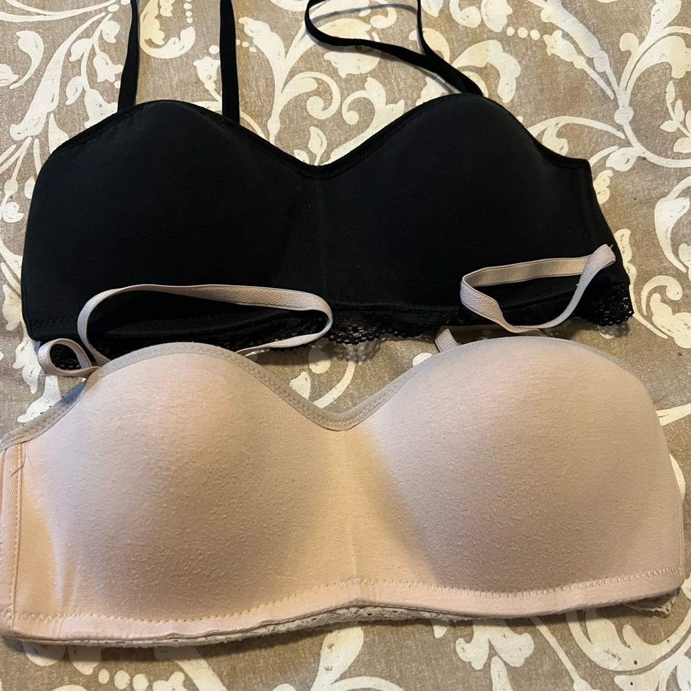 Classic Black and Tan Strapless Bras